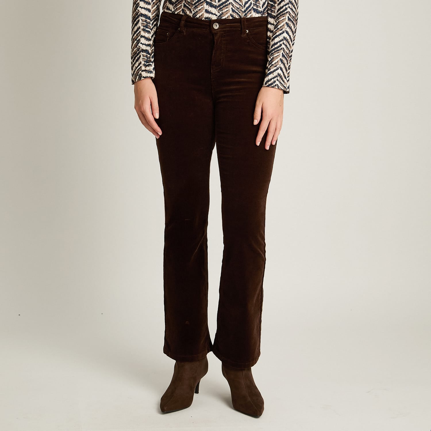 Pantalon Sport Cafe Elasticidad Media Sin Forro Calce Normal Tela Punto